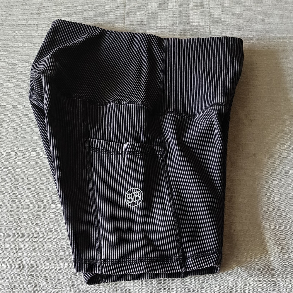 Black Striped Women Shorts